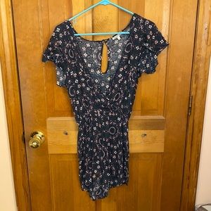 turquoise flower romper